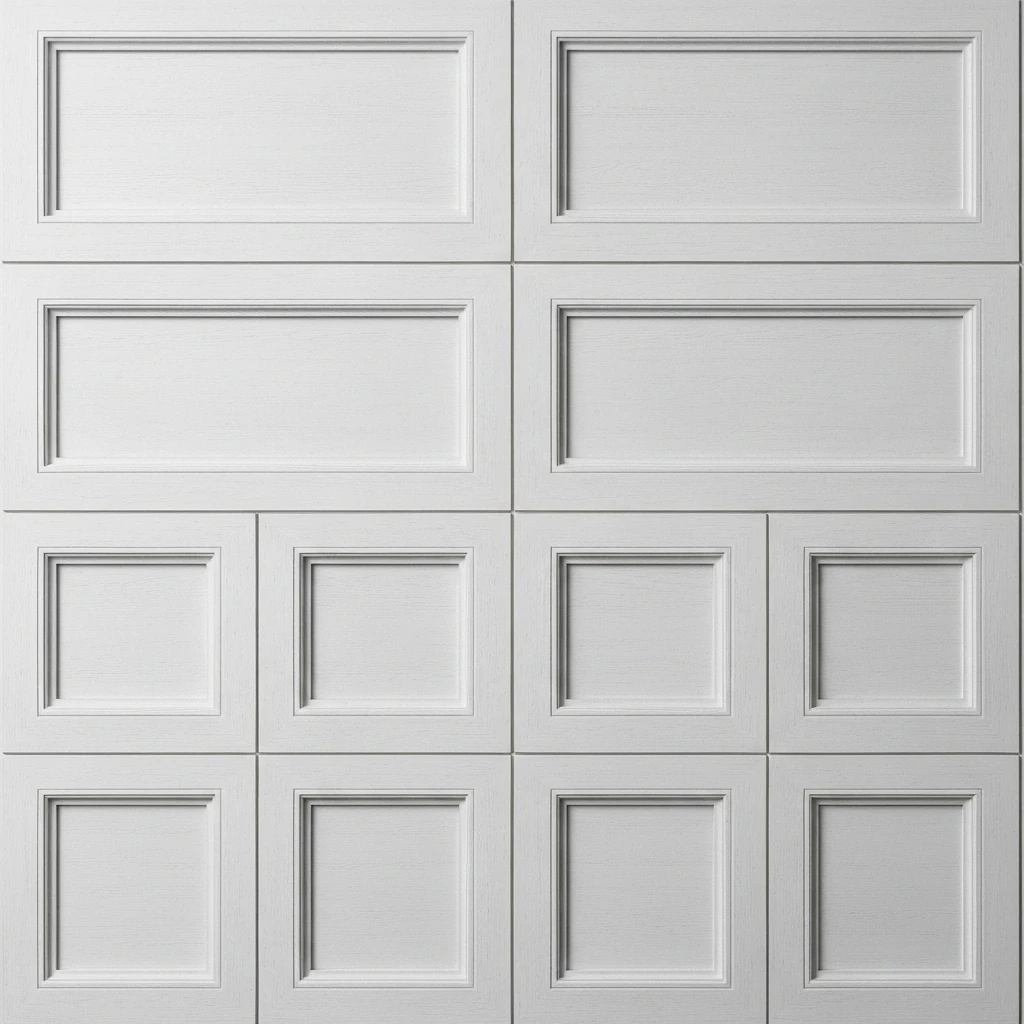 White paneled wall behind bed